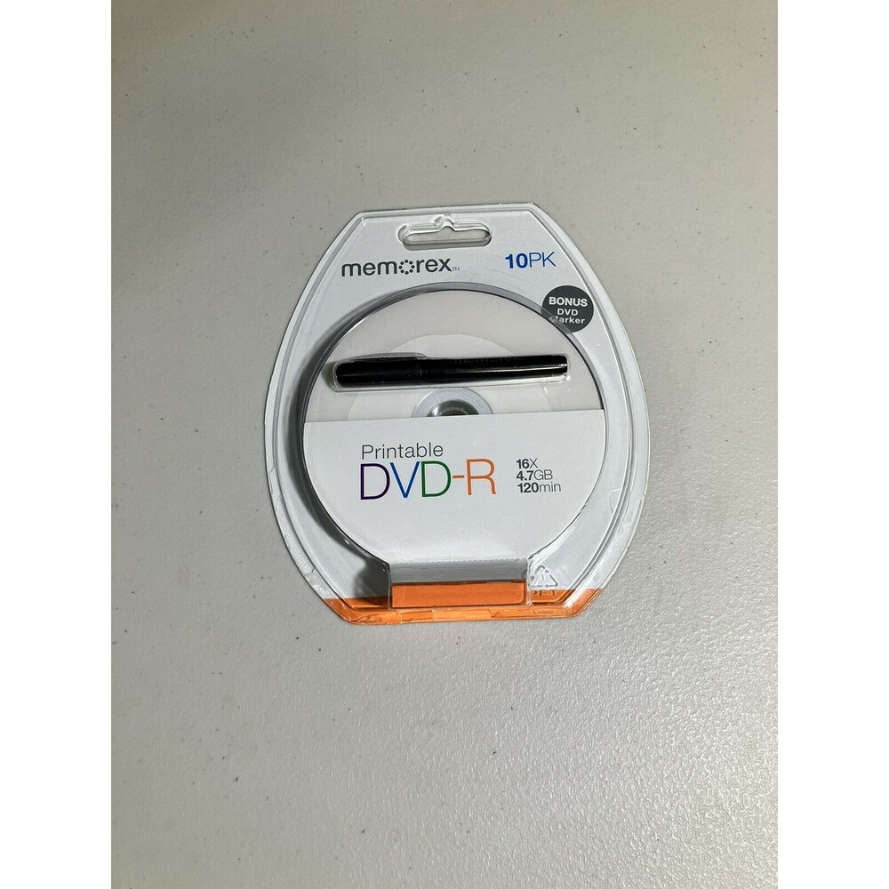 Memorex Printable DVD-R 10 Pack with DVD Marker 16X 4.7 GB 120 Min